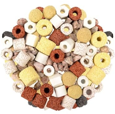 ZHYUAN 2pezzi Filtro Poroso,Filtro Biologico,Materiale di Filtraggio a Carbone Attivo,Materiale Filtrante Acquario,Materiale filtrante Biologico,Filtro per Acquario Anelli in Ceramica,Sfere Biologiche