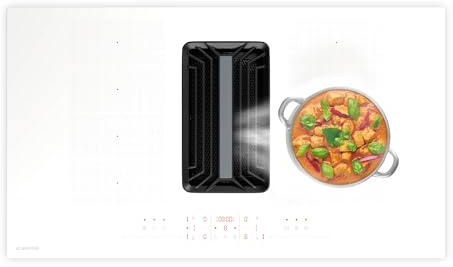 Klarstein AirJet FlexPro Induction Hob with Extractor - A++ Energy Efficient, 750 m³/h Air Flow, 14 kW Power, 4 Flex Zones, Quiet 58 dB, Touch Control, White