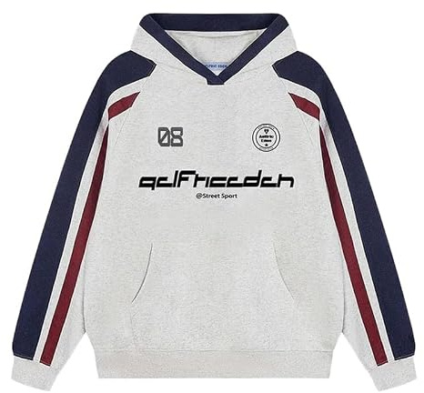 Aelfric Eden Unisex Oversized Hoodies Damen Kapuzenpullover | Herren Vintage Graphic Sweatshirt mit Taschen Herbst Winter Streetwear Pullover Grau
