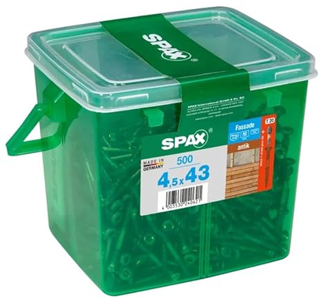 Spax Fassadenschraube Edelstahl A2 Antik, 4,5 x 43 mm, 500 Stk. Henkelbox