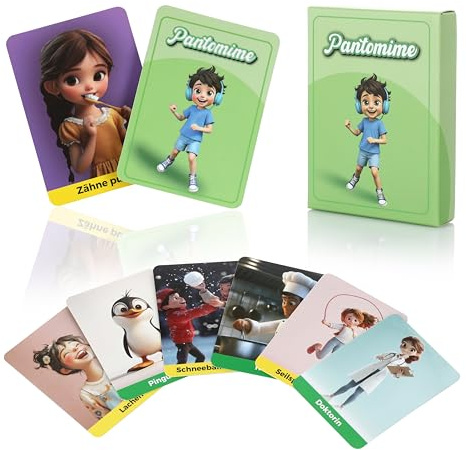 Little Lino Kartenspiel Pantomime - Gesellschaftsspiel für Kinder als Beschäftigung für unterwegs - Kleines Geschenk für Jungen und Mädchen