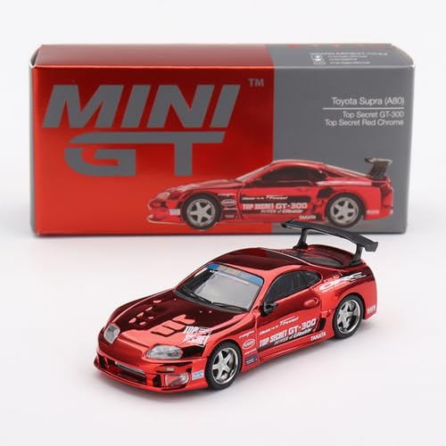 MINI GT 1132 Toyota Supra (A80) Top Secret GT-300 Top Secret Red Chrome, Maßstab 1:64, Sammlerstück