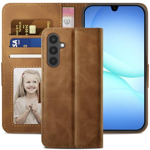 YATWIN für Samsung Galaxy A17 5G Hülle Leder, Premium Schutzhülle Klappbar für Samsung A17 Handyhülle mit Kartenfach Ständer Magnet, Handytasche für Galaxy A17 Klapphülle, Braun