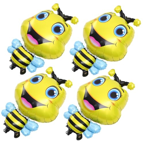 Vaguelly 4 Stück Teiliges Bienen Folienballon Insektenmotive Party Luftballons Aluminiumfolie Kindergeburtstag Dekoration Indoor Outdoor Festliche Geburtstagsdeko