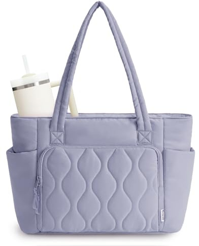 Ceneda Tote Bag Damen 20L, Leichte Puffy Shopper Tasche mit 15,6 Zoll Laptopfach, Handgepäck Tasche für Flugzeug mit Getränkehalter & Kofferaufsteckfunktion, Arbeitstasche für Büro & Uni