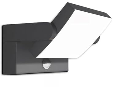 EBION LED Außenlampe mit Bewegungsmelder,3000K-6500K Wandleuchte mit 360° | IP65 Aussenlampe Wand,Wandlampe Innen/Außen aus Aluminium,Modern Außenwandleuchte für Eingang,Terrasse,Garten,Schwarz