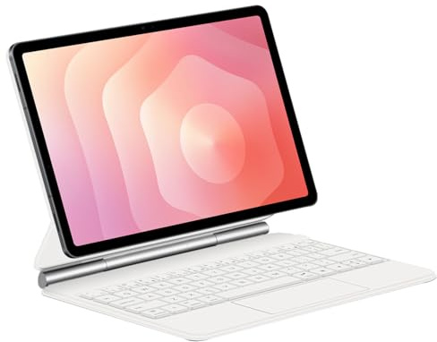 JZCZMCE Tastatur Hülle für Samsung Galaxy Tab S11 Ultra 14.6'' 2025, Magnetischer Schwebender Freischwingerständer, Ultradünne Schutzhülle mit Hintergrundbeleuchteter Tastatur,Weiß