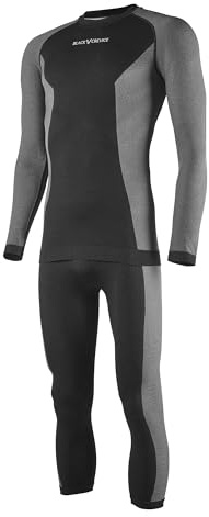 Black Crevice Herren-Funktionsunterwäsche-Set I Thermo-Langarmshirt & 3/4 Hose I Warme Herren-Skiunterwäsche I Winter Thermowäsche