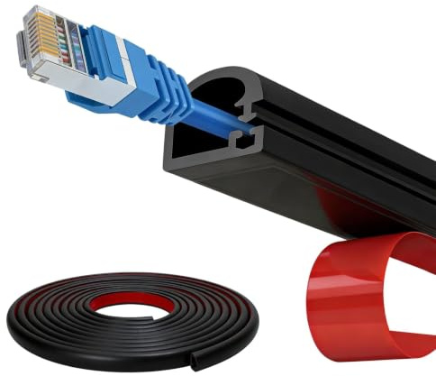 COEWUR 6M Mini Cable Trunking Self Adhesive Cable Cover, Black