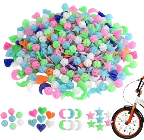 YIPFEN 144 Stück Fahrrad Zubehör Kinder, Fahrradspeichen Dekorationen, Reflektierende Speichenklicker, Speichenperlen für Mädchen und Jungen (Bunten)