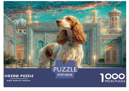 Hunde-Puzzle für Erwachsene Recyclingpapier 1000 Teile lustiges Cavalier King Charles Spaniel-Puzzle herausforderndes Familienspiel Lernspiel Dekompressionsübung 38 x 26 cm / 1000 Teile