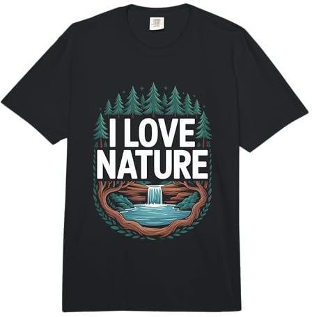 I Love Nature Scenic Forest Cascade Arbres Comfort Colors Adult Heavyweight T-Shirt