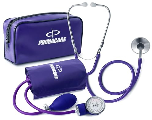 Primacare Medical DS-9197-PU Professional Classic Series Manual Adult Size Blood Pressure Kit, Emergency Bp kit with Stethoscope and Portable Leatherette Case, Nylon Cuff, Purple
