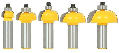 Gasea 5pcs 1/2 Inch Shank Cove Edging Molding Router Bit for Woodworking Cutter Bits - Radius 1/2, 3/8, 5/16, 1/4, 1/8