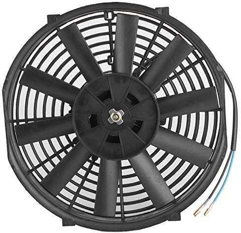 Akozon Ventilateur de refroidissement du moteur 10 pouces 12V 80W Ventilateur de refroidissement électronique mince Débit d'air 2100 tr/min 10 Lames droites universelles