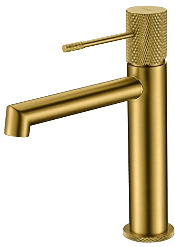 Mice - Grifo de lavabo monomando - Giferia de Baño - Grifos modernos - Monomando para lavamanos - Color Oro Mate - Serie Francia FRA0011OM
