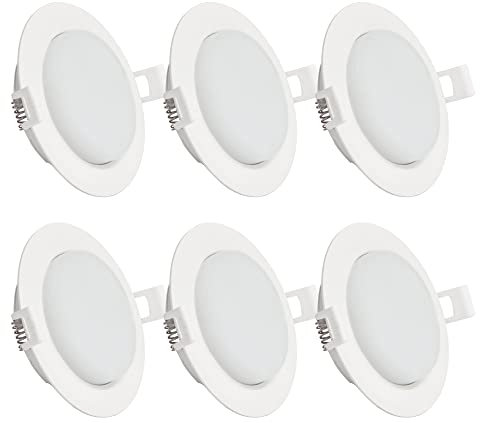max K O M F O R T 6x SET Einbaustrahler weiß rund mit Leuchtmittel 10W warmweiß Einbau Spots Decken Strahler Leuchte Spots Einbauleuchte Einbaurahmen GX53 + 10WW