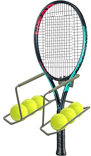 COYEUX Wandmontierter Metall-Tennisschlägerhalter, Tennisschläger-Aufbewahrungsregal, hält sechs Bälle und Vier Schläger, für Badminton/Tennis/Pingpong-Schläger