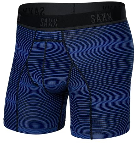 SAXX Underwear Co. SAXX Herren Unterwäsche - KINETIC Leichte Kompression Mesh Boxer Briefs mit integrierter Beutelunterstützung - Unterwäsche für Männer, Bunt gestreift - Blau, Small