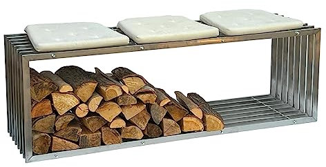 DanDiBo Kaminholzregal Innen Edelstahl Metall Kaminholzständer 96429 Brennholzregal 150 cm Holzkorb Kaminholzhalter