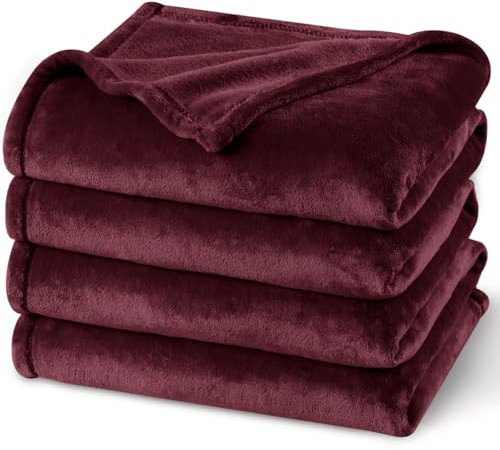 PHF Kuscheldecke Flauschig Fleecedecke 230x270cm - Oeko-Tex Weich Warm Wohndecke, Decke Blanket für Couch Sofa Bett, Tagesdecken & Kuscheldecken, Sofa überwurfdecke, Weinrot