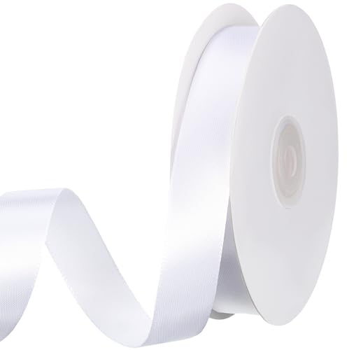 Woric 20mm x 50m White Satin Ribbon, 1 Roll Gift Ribbon