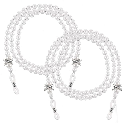 2 Stück Brillenkette Perlen Brillenkette Damen Brillen Kette Kleine Weiße Perlen Brillenkette Dekorative Brillenkette Perlen Augenglasketten Strap Und Cords Halter Für Frauen Damen Mädchen Accessoires