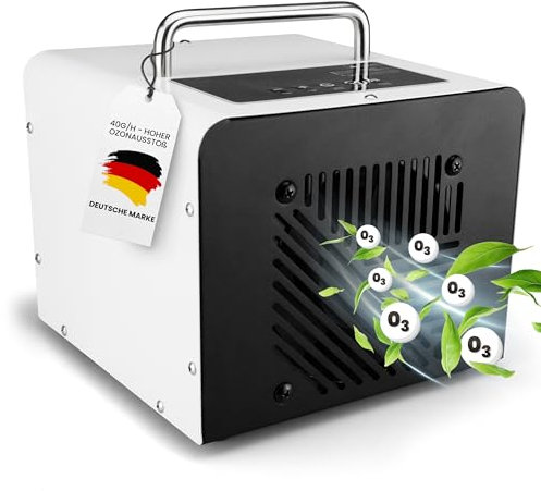 Ozongenerator, 40.000 mg/h Ozonleistung – Ozongerät Luftreiniger & Geruchsentferner für Auto, Wohnbereich, Küche, Keller, Gewerbe und mehr – Effizienter Raumluftdesinfektor für Frische & Reinheit