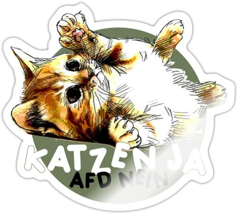 Spreadshirt Katzen Ja, AFD nein Anti-AFD Sticker, max. 10x10 cm, 10 x 10 cm, Weiß glänzend