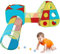 Zosenyer Tienda Campaña Infantil, 4 en 1 Pop Up Plegable Casitas con Tunel Exterior o Interior, de 1 año Niños Niñas Juguetes Regalos (Azul)