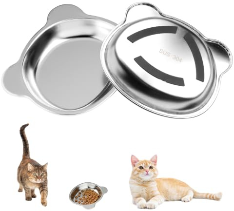 2 Pcs Gamelle pour Chat, Gamelles en Acier Inoxydable pour Chiens, Gamelle Eau Chien Chat Antidérapante, gamelle pour Boire, Manger, Assiette, Plat pour Aliments humides et secs