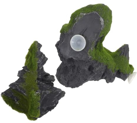 DECOMELODY 2 Stück Aquarium Deko Schwebende Steine aus Leichtem Kunststein Berglandschaft Felsen mit Höhle als Fischversteck Wasserpflanzenfreundliche Aquarien Dekoration