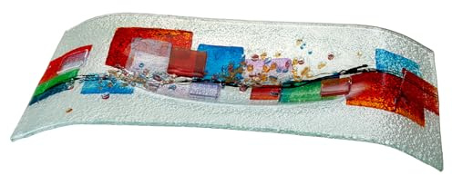 GILDE GLAS art Schale Willou aus Glas - glänzend - Einliniendesign - weiß - Breite 57cm - handbemalt