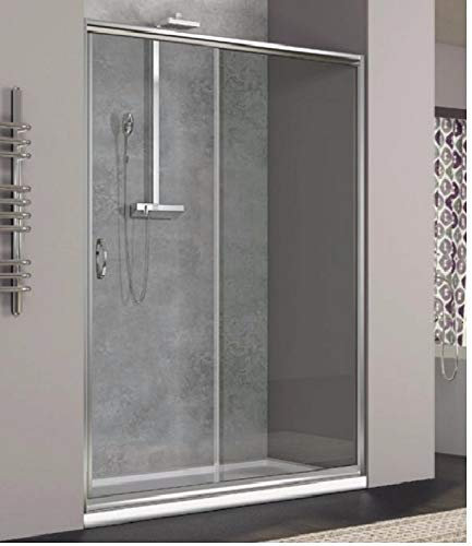 Cabine de douche en verre mat trempé de 6 mm pour un côté du lieu de portes latérales coulissantes – Réversible droite/gauche, largeur 110 cm, hauteur 190 cm