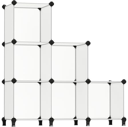 SONGMICS Cube Storage Organizer, 6 Cube Bücherregal, DIY Kunststoff Schrank, Modulares Bücherregal, Lagerregal für Schlafzimmer, Wohnzimmer, Home Office, mit Gummihammer Weiß ULPC06W