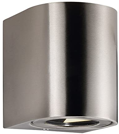 Nordlux LED Wandleuchte CANTO Außenleuchte, 2x5W LED, 3000K, 2x 350lm, IP44, Edelstahl EEK: A