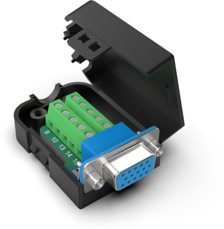 Oiyagai DB15 3+6 D-SUB VGA Weiblich 3-Reihen 15-Pin Stecker Adapter mit Mutter Terminal Breakout Board Signalmodul mit Gehäuse, ohne Löten