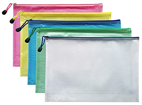 A4 Zip Wallets Plastic Zip Wallets 5Pcs A4 Zip Folders Extra Thick-5Pack