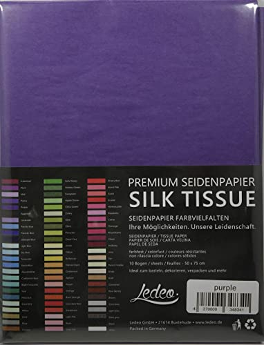 Premium Seidenpapier Silk Tissue - 10 Blatt (50 x 75 cm) - Farbe auswählbar (Purple/lila)