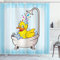 ABAKUHAUS Ente Duschvorhang, Karikatur-Maskottchen in der Badewanne, Stoffliches Gewebe Badezimmerdekorationsset mit Haken, 175 x 220 cm, Blau Gelb