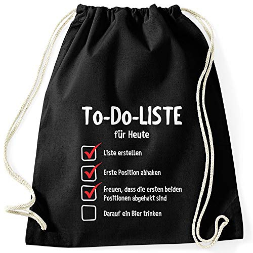 MoonWorks® Turnbeutel mit Spruch to do Liste für Heute lustiger Turnbeutel Saufen Bier Party schwarz Unisize