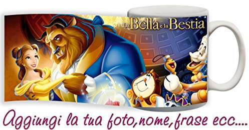 My Cust Tazza adatta a Belle e la Bestia cartoni animati principessa personalizzata con nome ecc