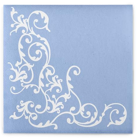 Mank Airlaid-Servietten 40 x 40 cm | perfekt für Gastronomie und Feiern | textilähnlich und saugstark | 50 Stück | Pomp (Pastellblau-Weiß)