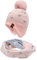 Foruhoo Jungen Wintermütze Beanie Hut, Mädchen Strickmütze Mütze mit Bommel (53, Rosa Set)