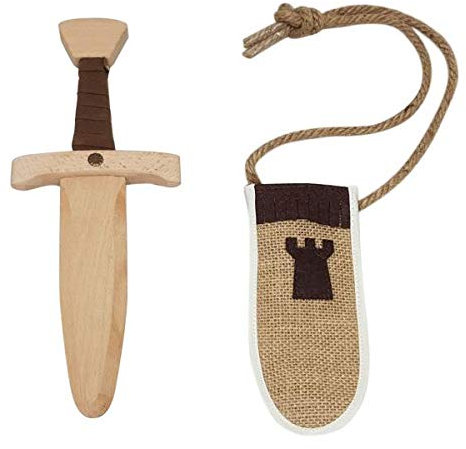 Holz Dolch mit Leinentasche | Mittelalterliches Schwert Spielzeug | Für Ritter & Wikinger Rollenspiele