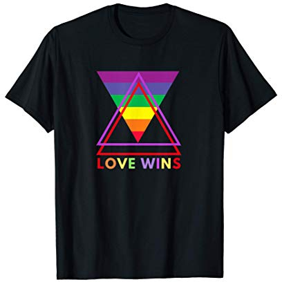 Love Wins Liebe siegt LGBTQ Regenbogen Flagge CSD Triangel T-Shirt