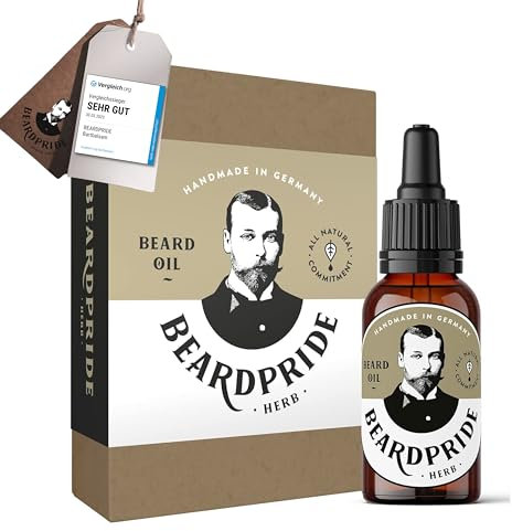 BEARDPRIDE Bartöl Herren - Herb - Das Original Bart Öl aus dem Barbershop - Unser Bartpflege Öl macht den Bart weich - 100% naturreine Öle - Beard Oil ideale Geschenk für Männer