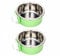 KuTi Kai 2 IN 1 Stainless Steel Pet Hanging Bowl Removable Dog Bowl for Crates Puppy Food Feeder Water Dish with Bolt Holder Dog (Green-Small-2Packs)