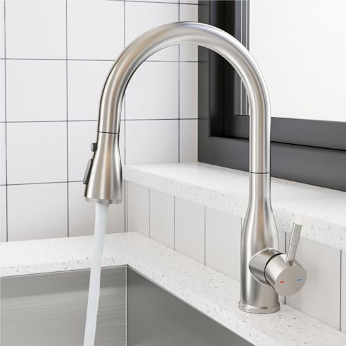 Wasserhahn Küche, YUANNY Küchenarmatur mit Brause Ausziehbar, Armatur Küche Edelstahl 3 Modus Spültischarmatur Ausziehbar 360° Drehbar, Hochdruck Einhand-Spültischbatterie Mischbatterie Küche