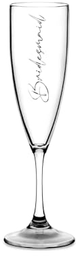 Print Maniacs Champagne Premium Clear Flute Glass Bride Groom Mr Mrs Wedding Maid Honour Wine Cocktail Prosecco Celebrations Gift (Silver, Bridesmaid)